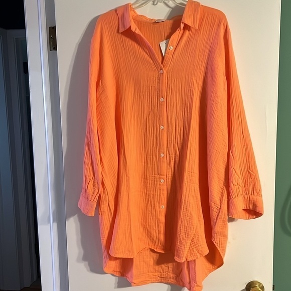 Gorgeous NWT J Crew Factory Coral Button Down Beach Tunic size 2X - Picture 3 of 4